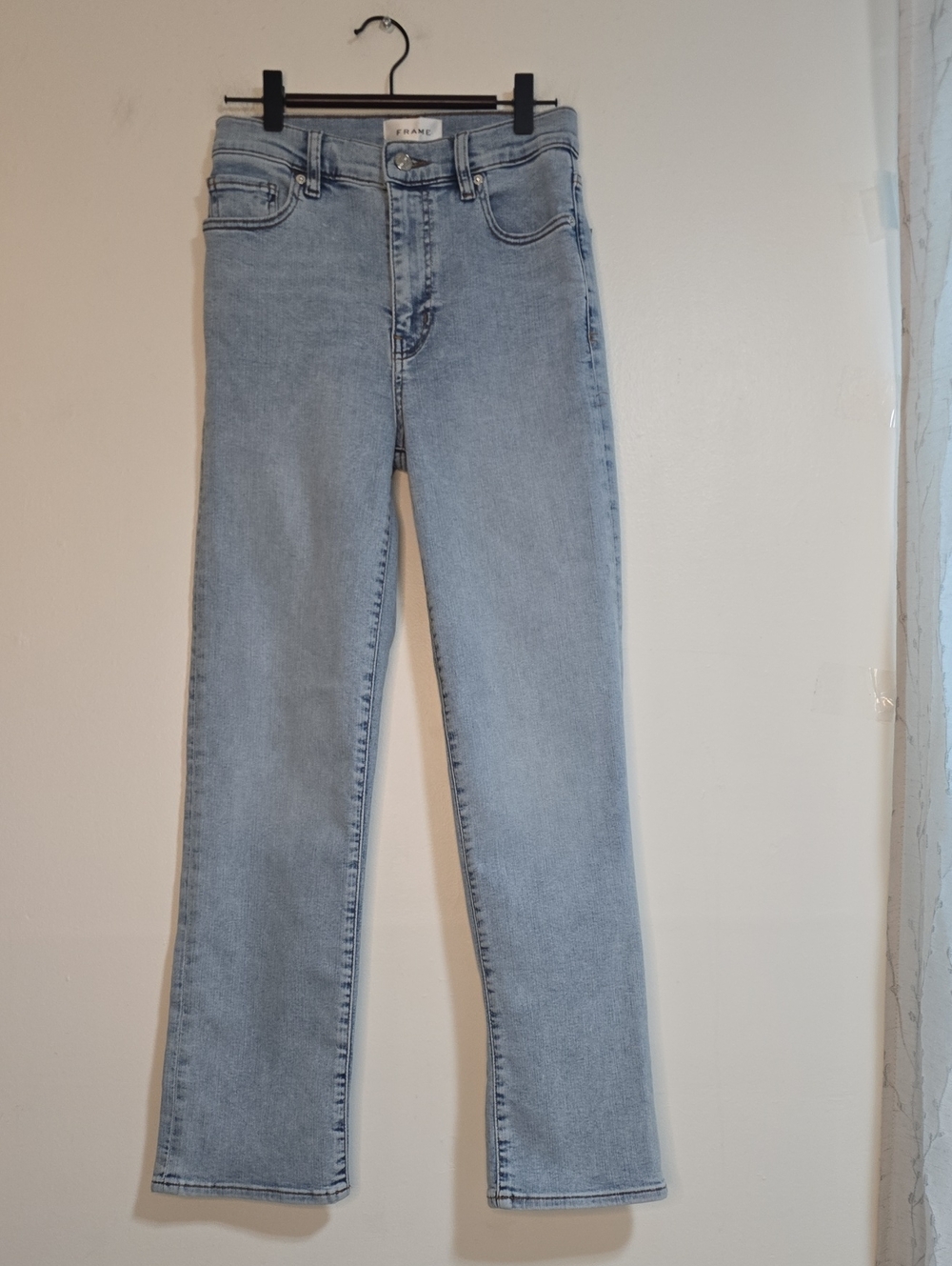 Frame Le Sleek Straight Leg Blue Jeans high-rise denim Classic Essential - Picture 3 of 10